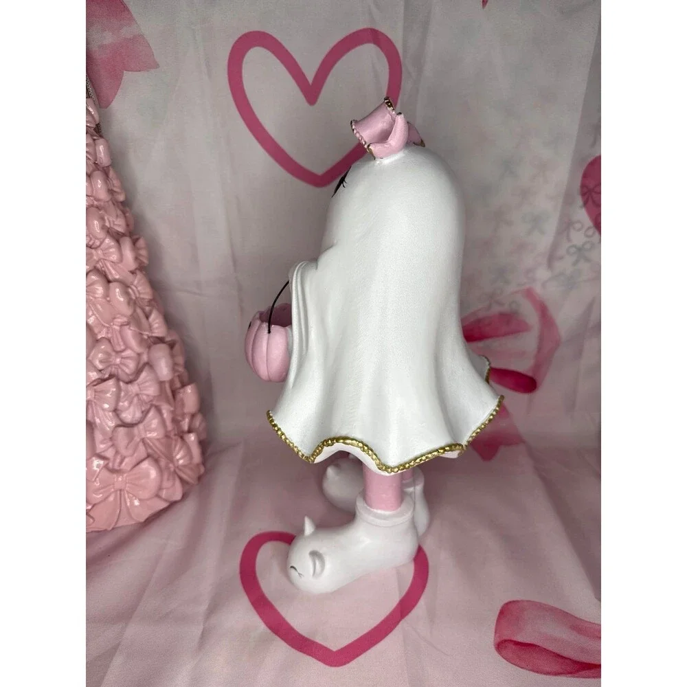 Coquette Ghost Pink Pumpkin Figurine Halloween Decor Spooky Cute Shelf Sitter